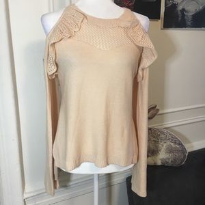 American rag ruffle cold shoulder peach blush